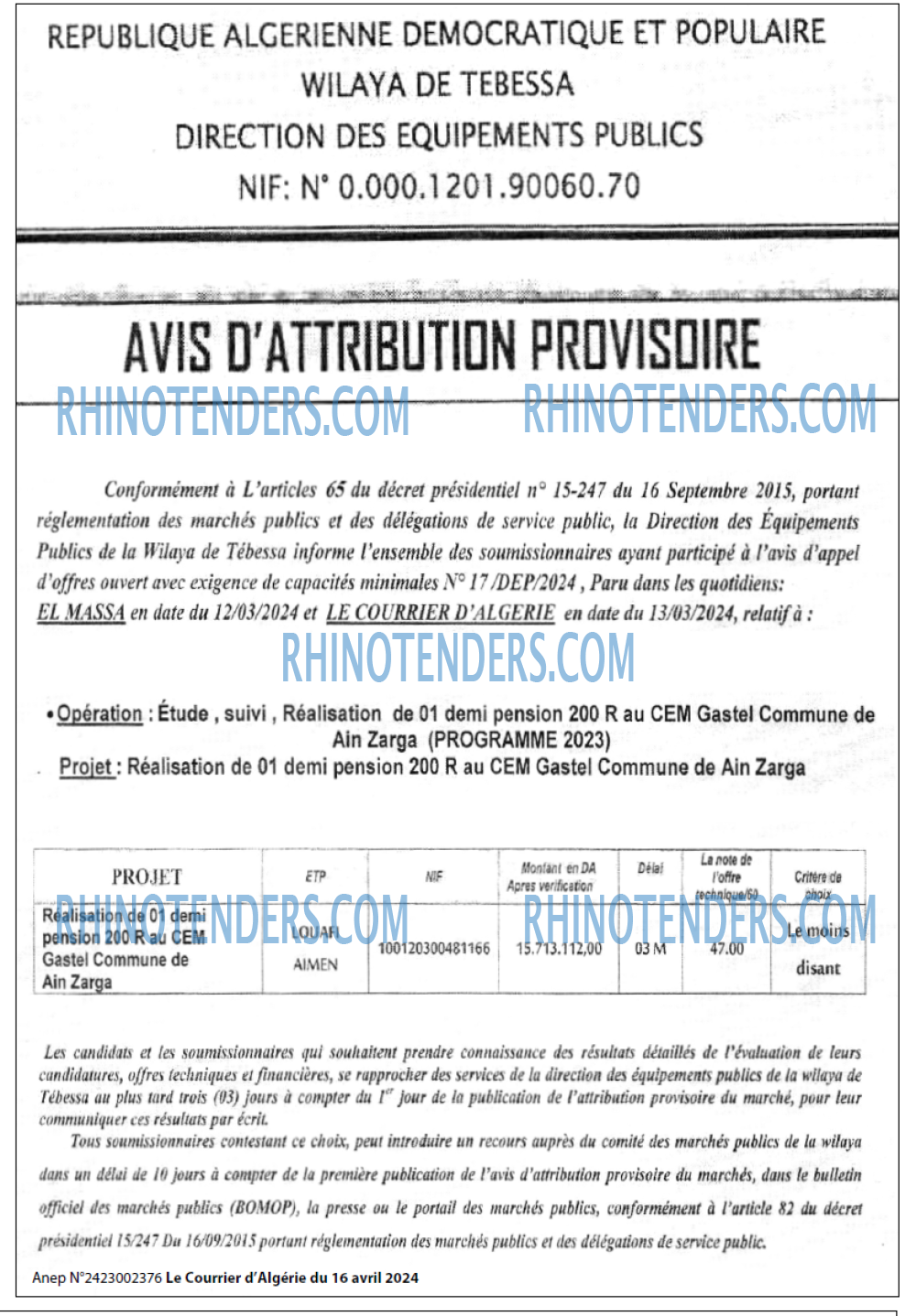 Le Courrier d'Algerie