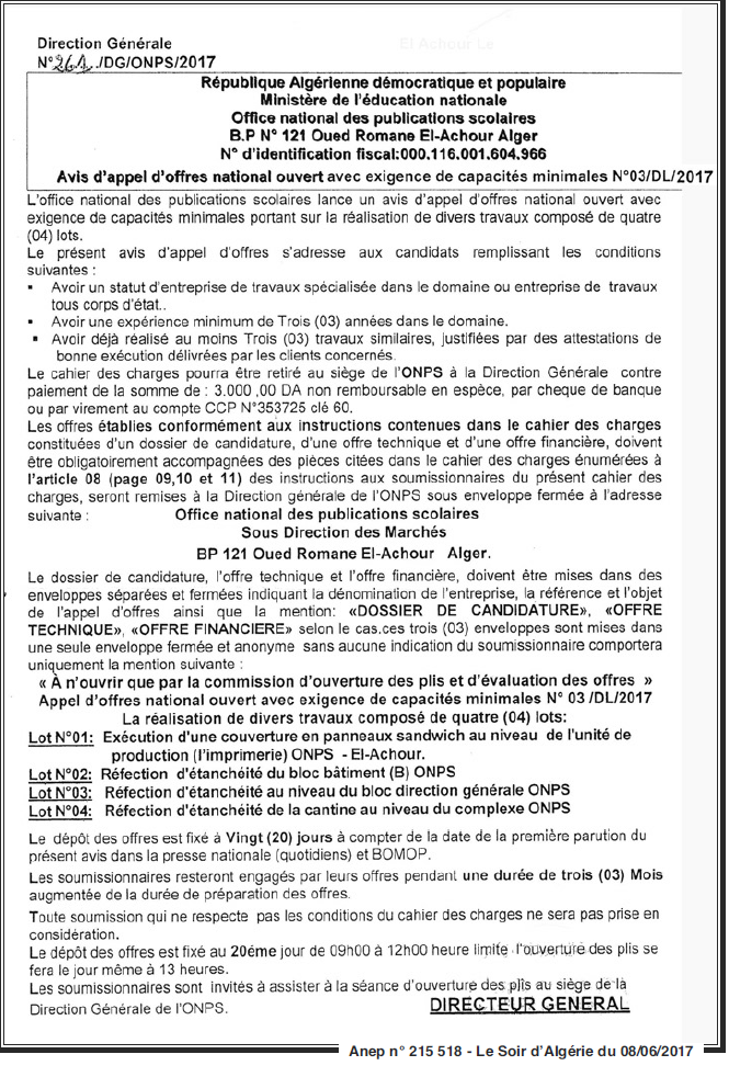 LE SOIR D'ALGERIE
