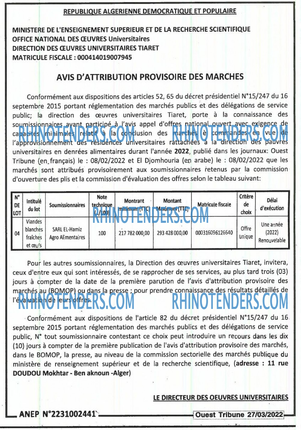 ouest TRIBUNE