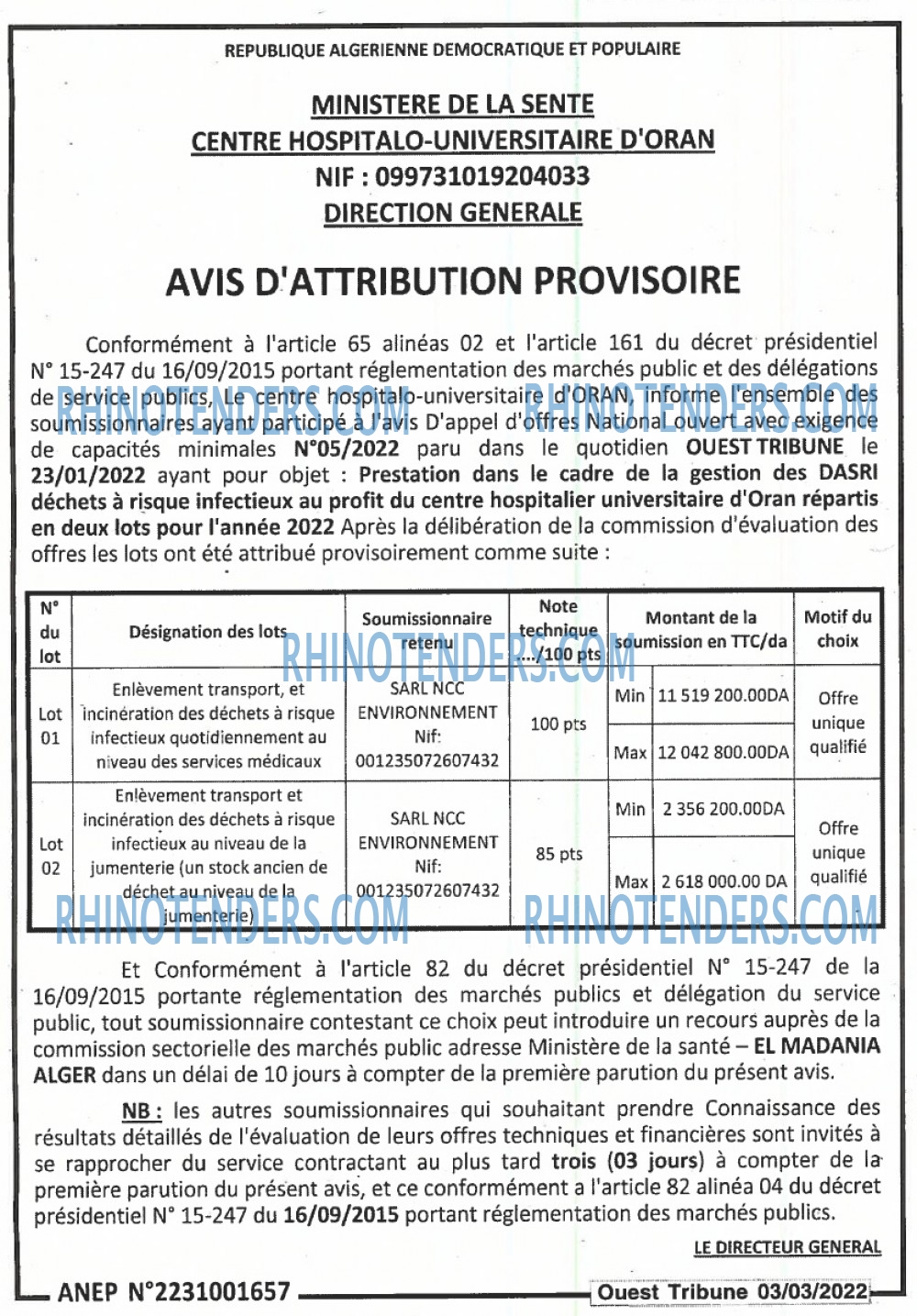 ouest TRIBUNE