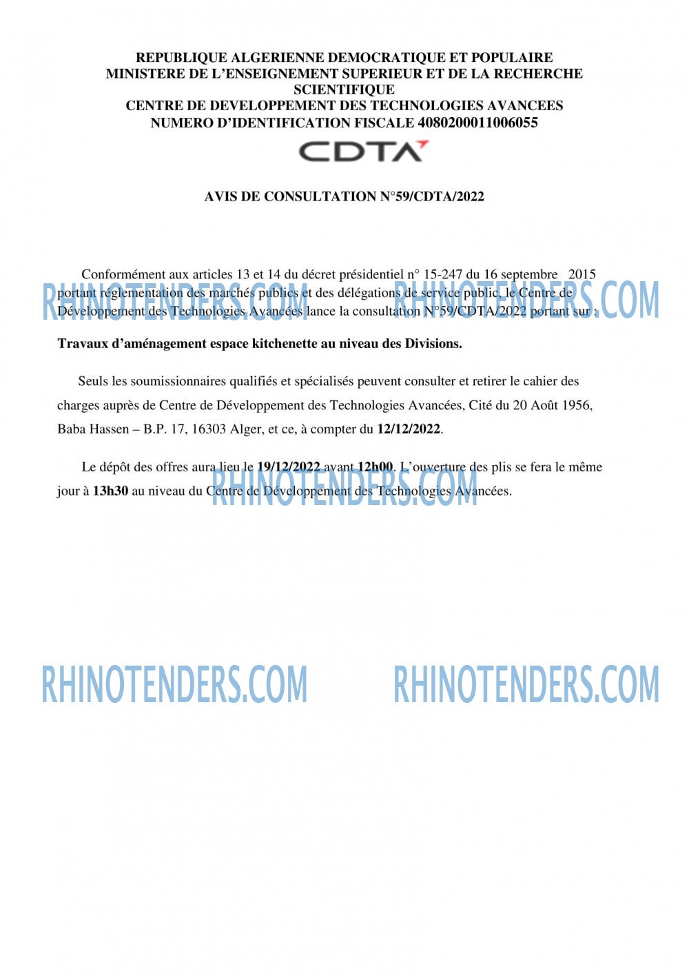 CDTA - Centre De Développement Des Technologies Avancées