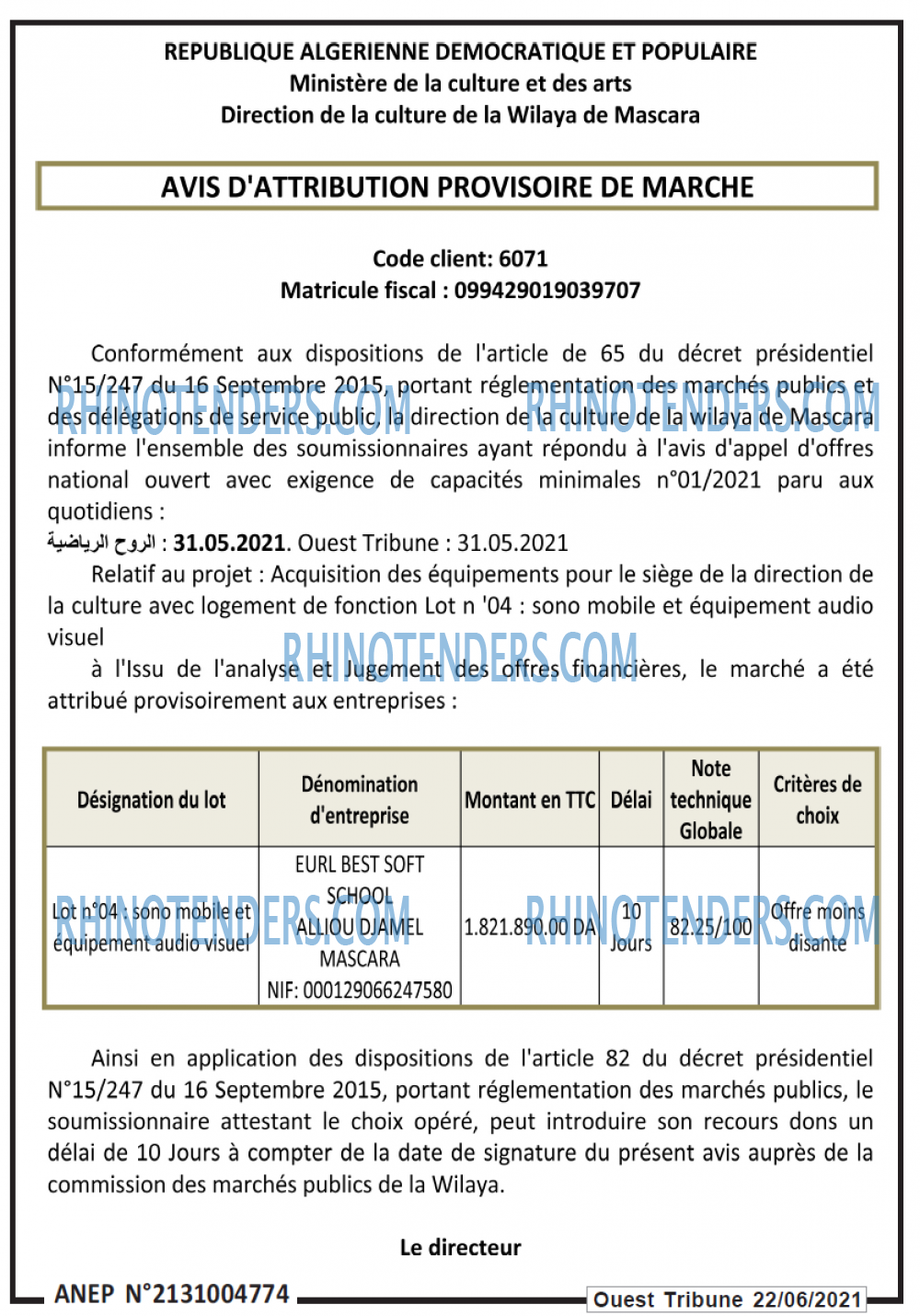 ouest TRIBUNE