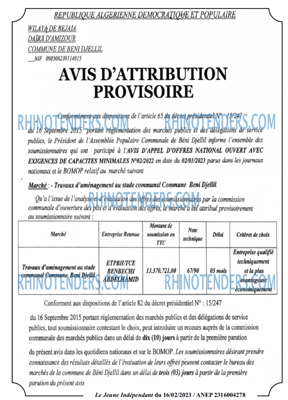 Le jeune indépendant
