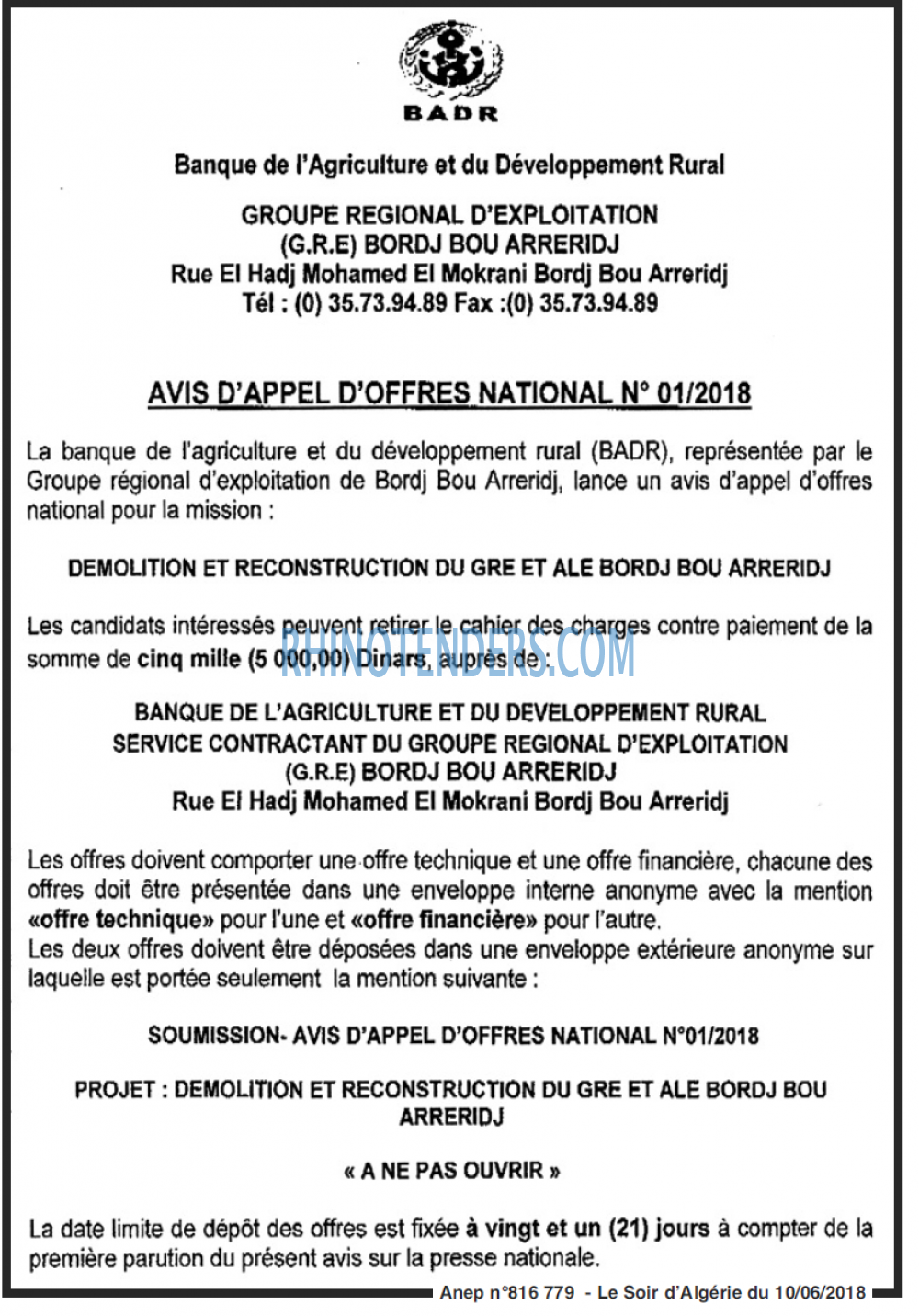 LE SOIR D'ALGERIE