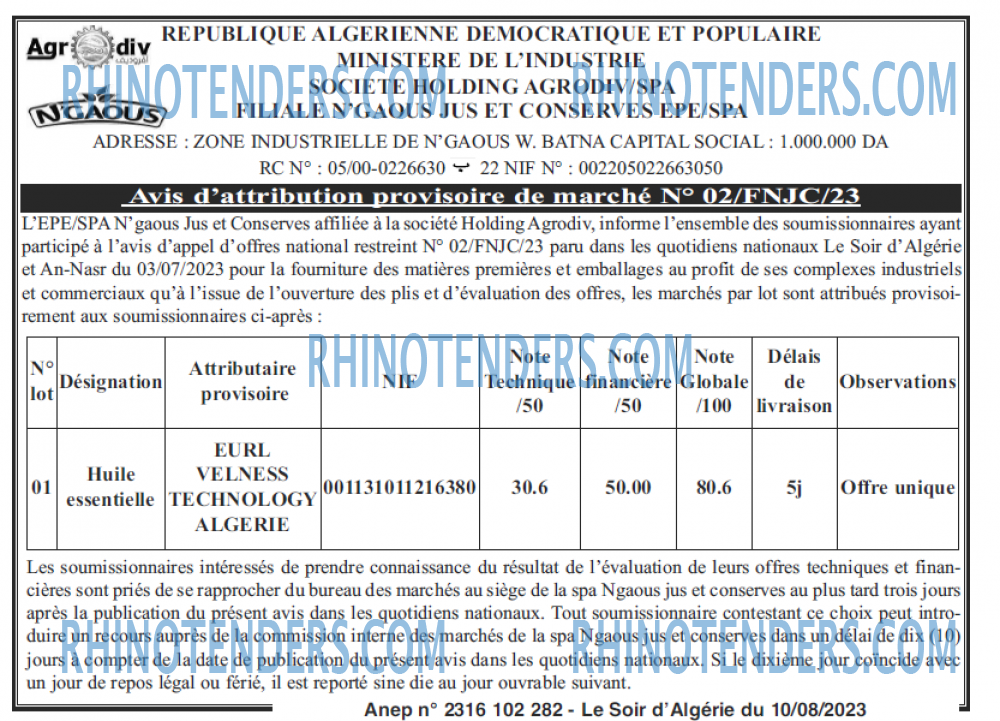 LE SOIR D'ALGERIE