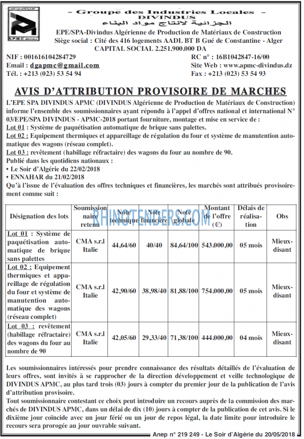 LE SOIR D'ALGERIE