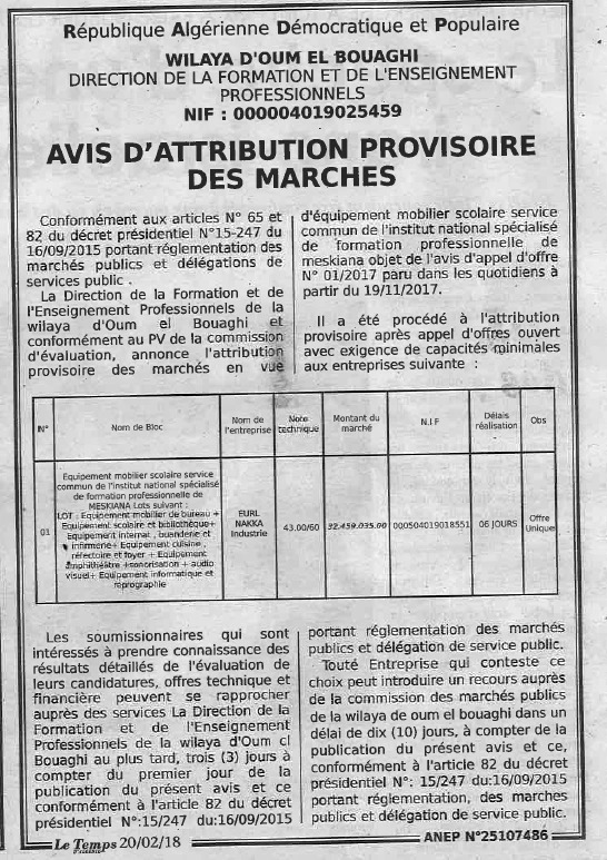 LE TEMPS D'ALGERIE