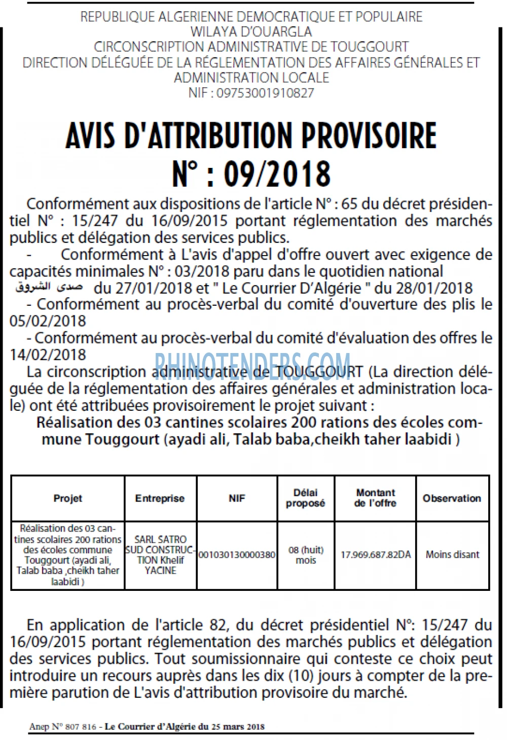 Le Courrier d'Algerie