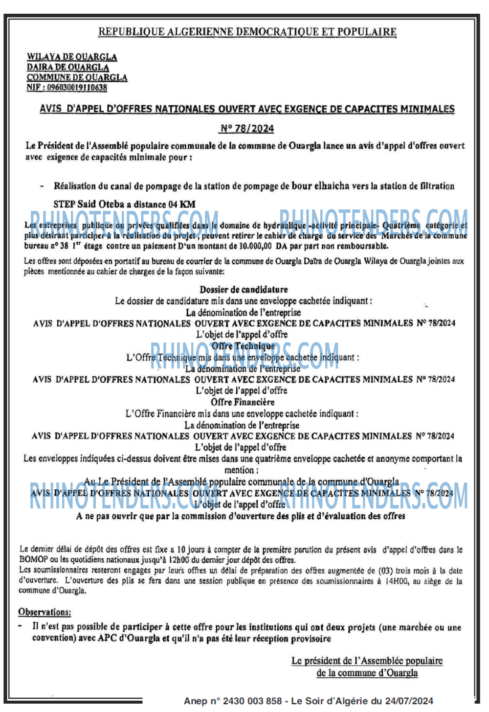 LE SOIR D'ALGERIE