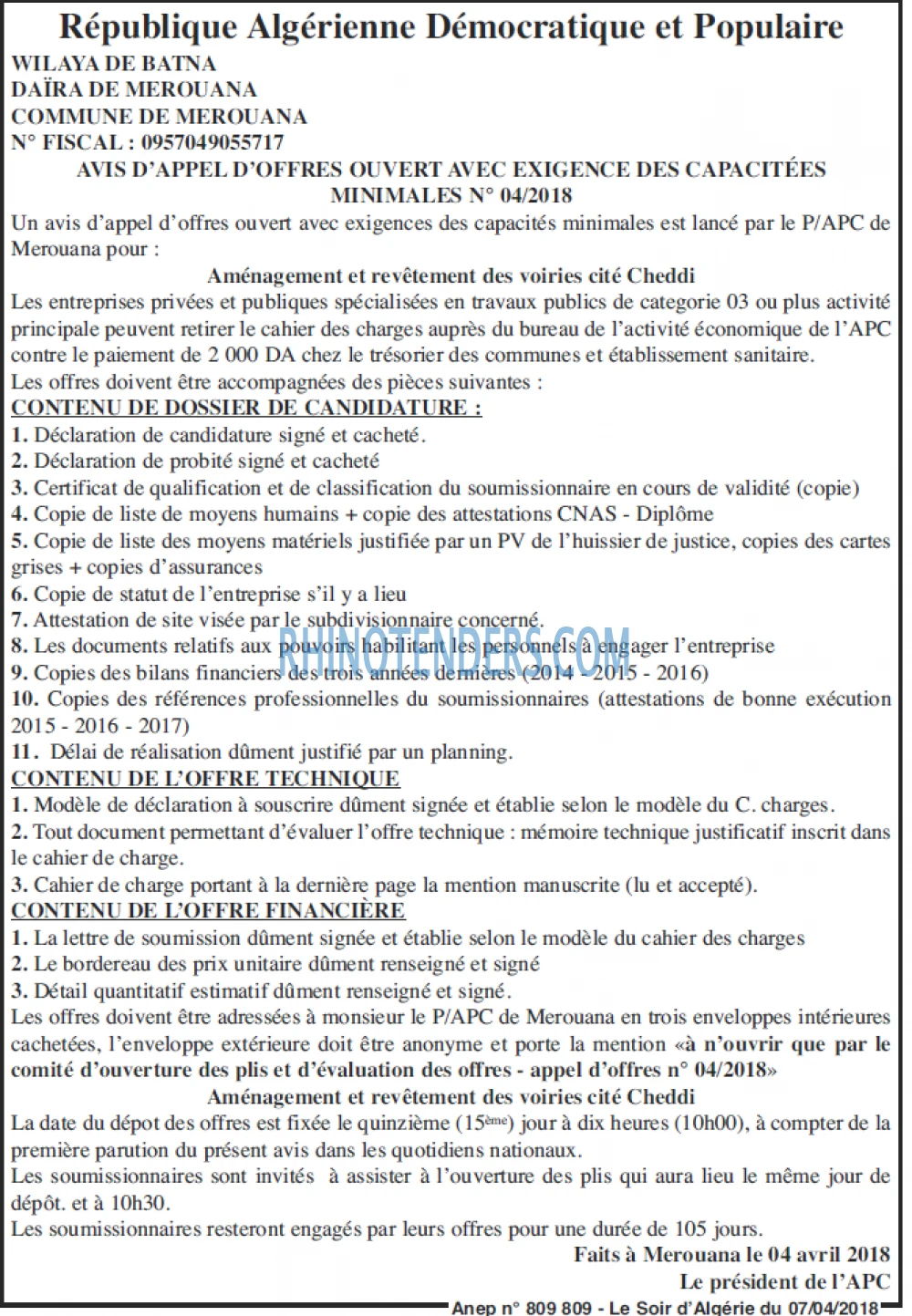 LE SOIR D'ALGERIE
