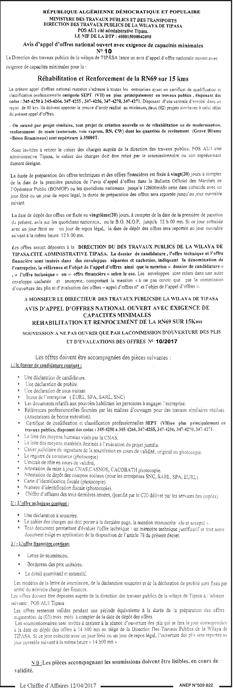 Le Chiffre d'Affaires