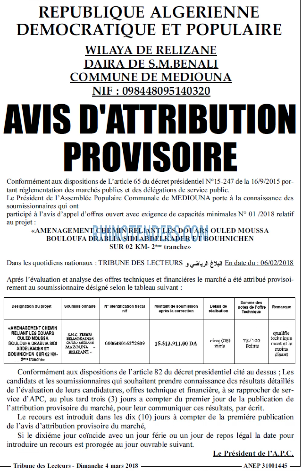 TRIBUNE DES LECTEURS