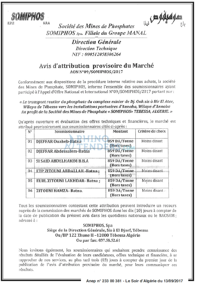 LE SOIR D'ALGERIE