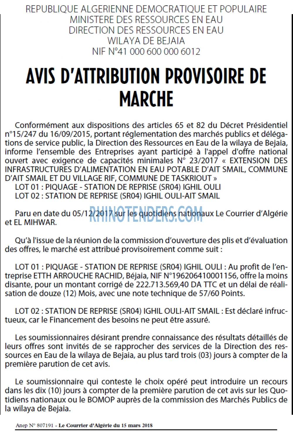 Le Courrier d'Algerie