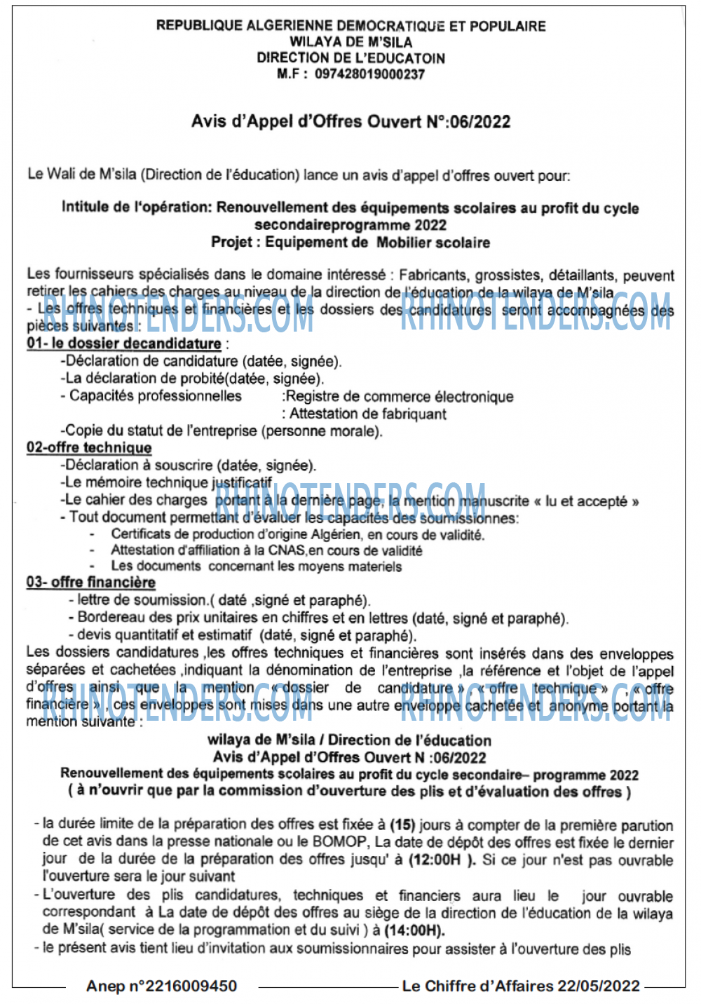 Le Chiffre d'Affaires