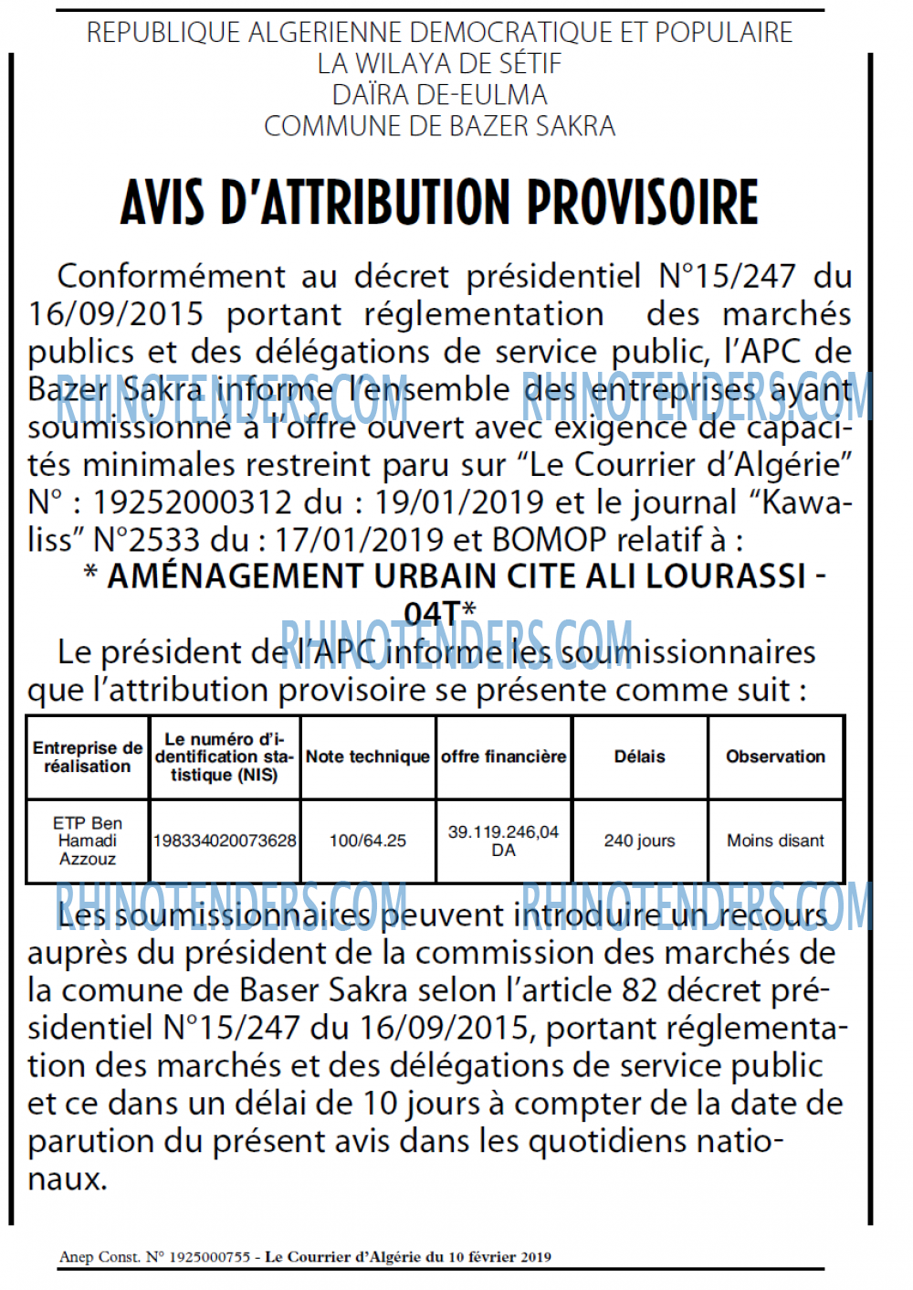 Le Courrier d'Algerie