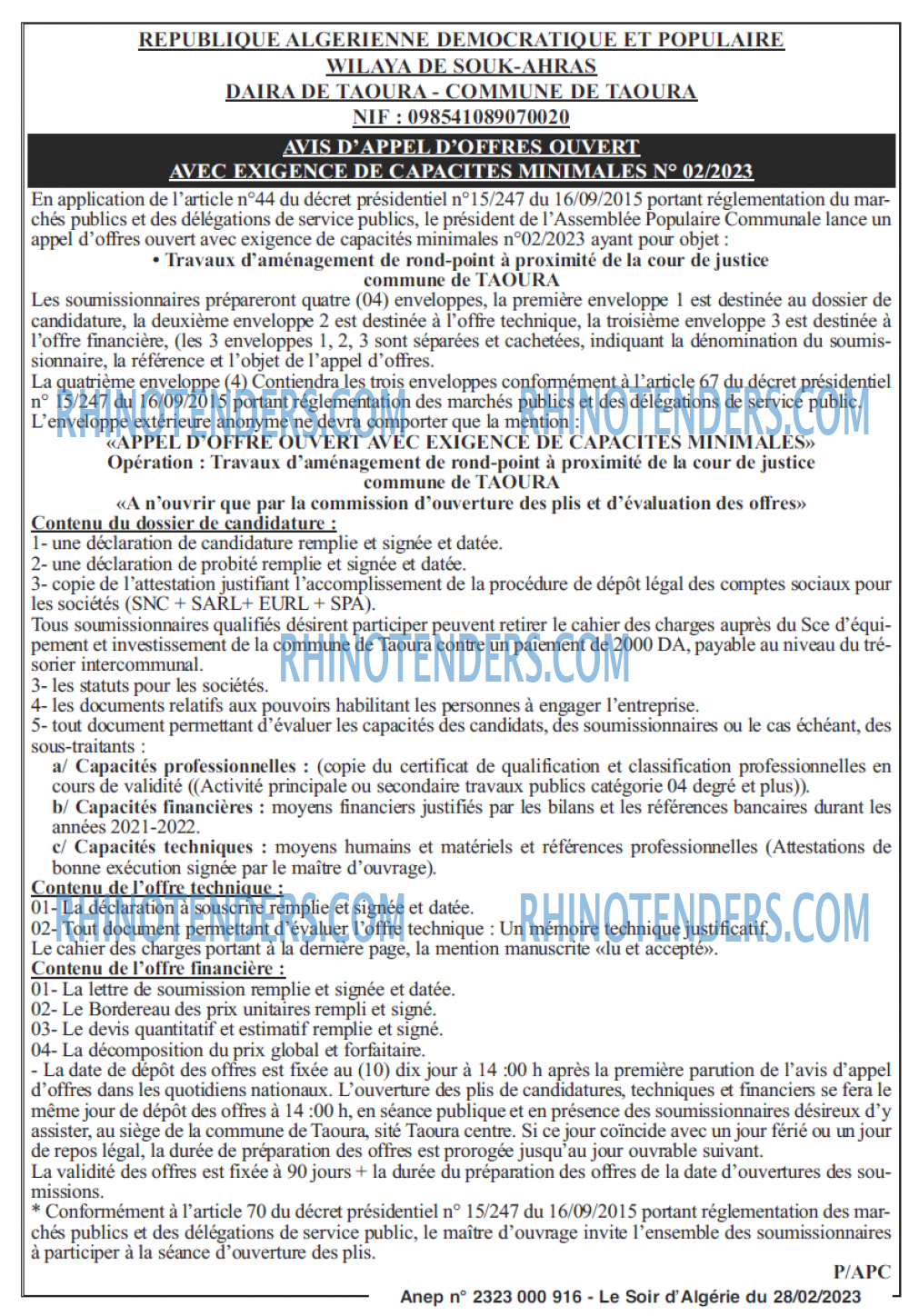 LE SOIR D'ALGERIE