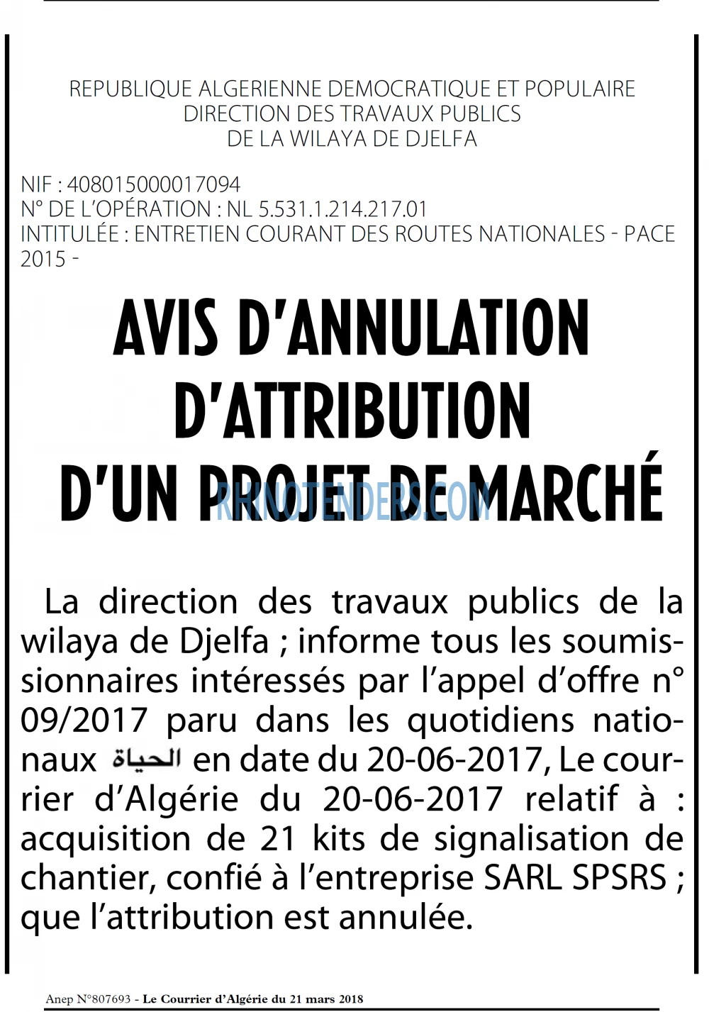 Le Courrier d'Algerie