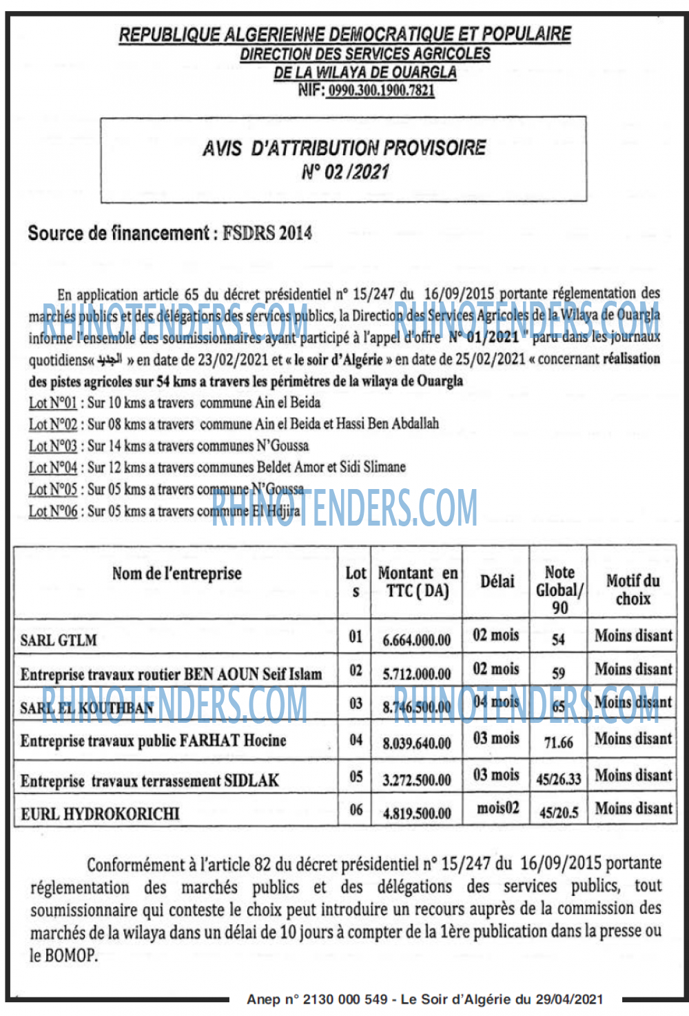 LE SOIR D'ALGERIE