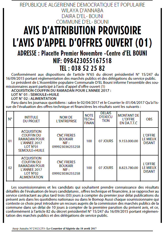 Le Courrier d'Algerie