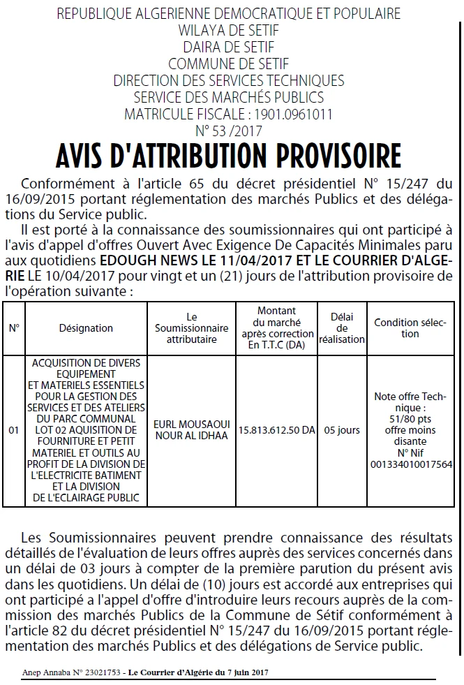 Le Courrier d'Algerie