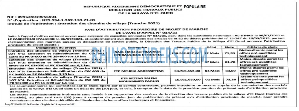 Le Courrier d'Algerie