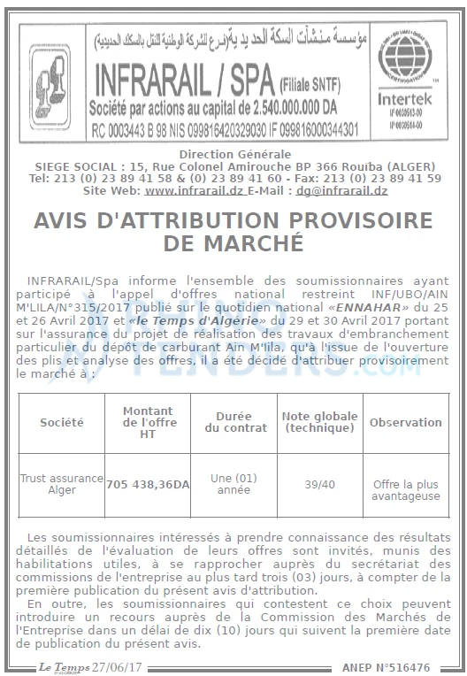 LE TEMPS D'ALGERIE