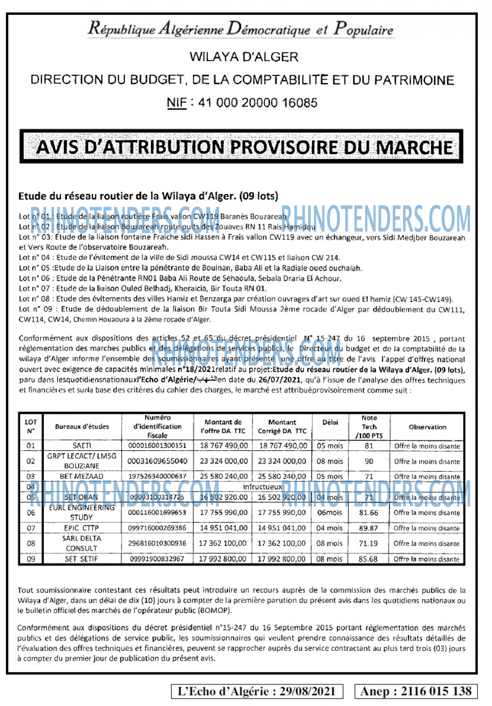 L'ECHO D'ALGERIE