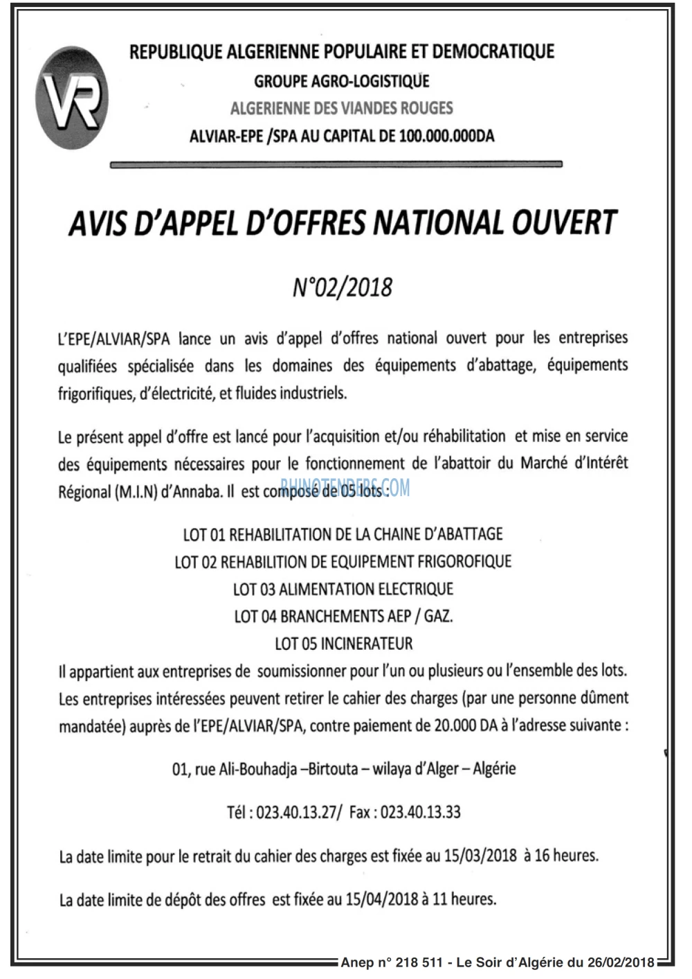 LE SOIR D'ALGERIE
