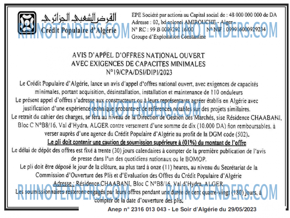 LE SOIR D'ALGERIE