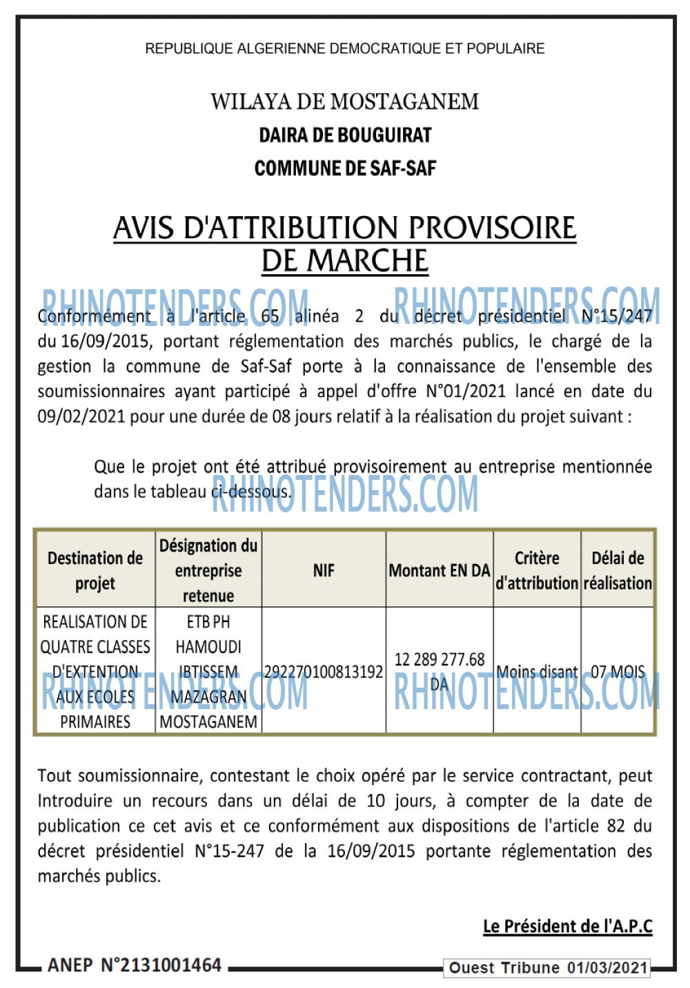 ouest TRIBUNE