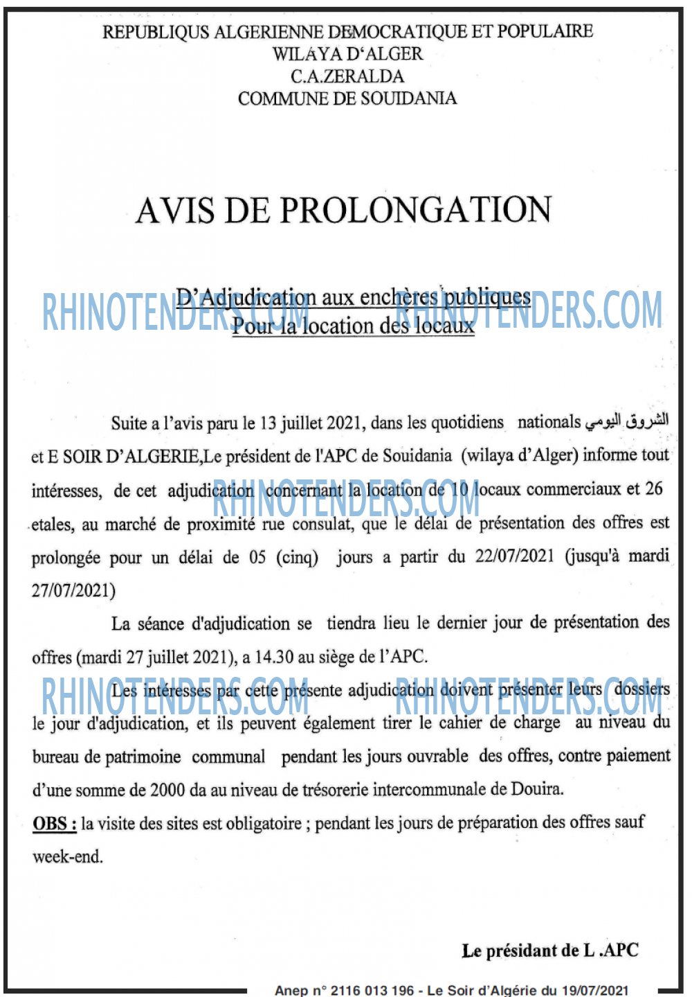 LE SOIR D'ALGERIE
