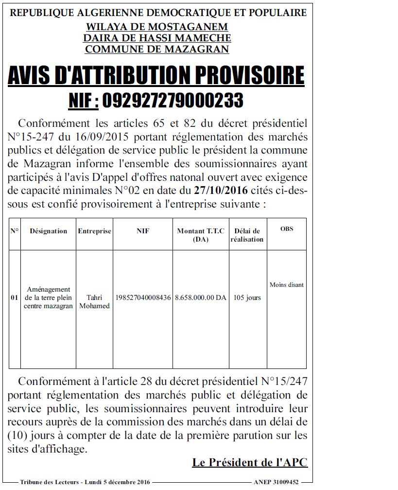 TRIBUNE DES LECTEURS