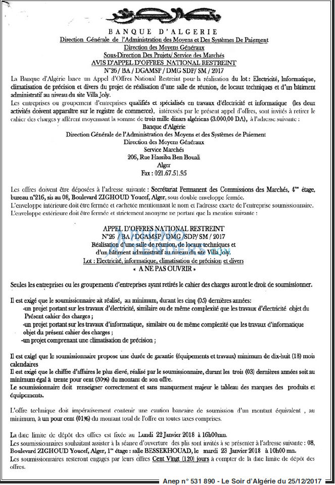 LE SOIR D'ALGERIE