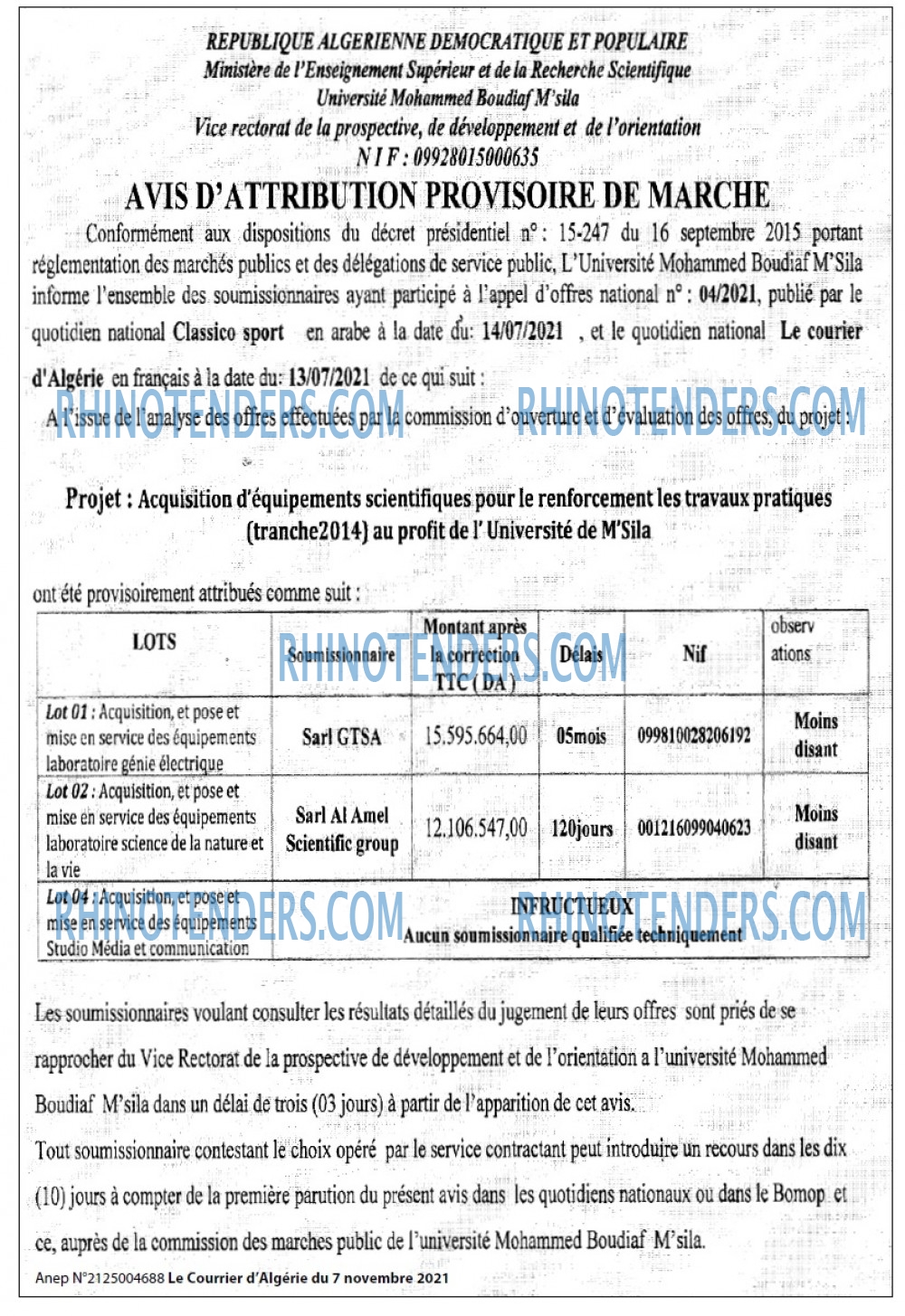 Le Courrier d'Algerie