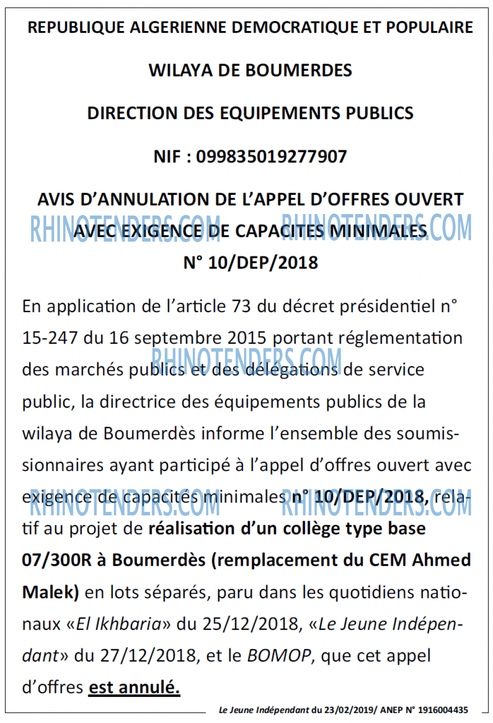 Le jeune indépendant