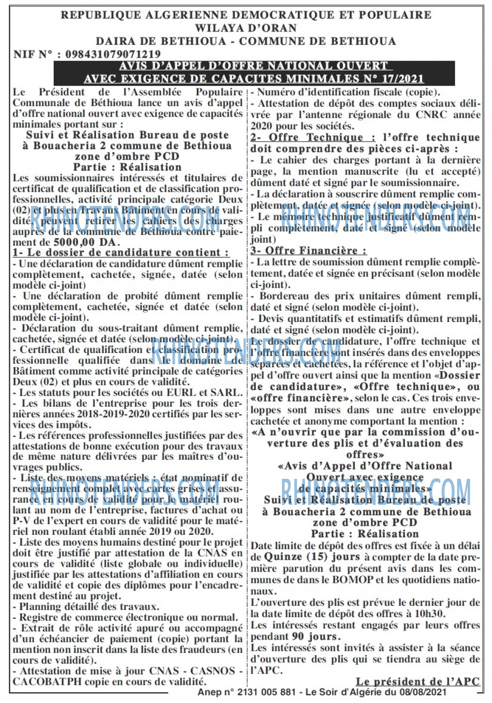 LE SOIR D'ALGERIE