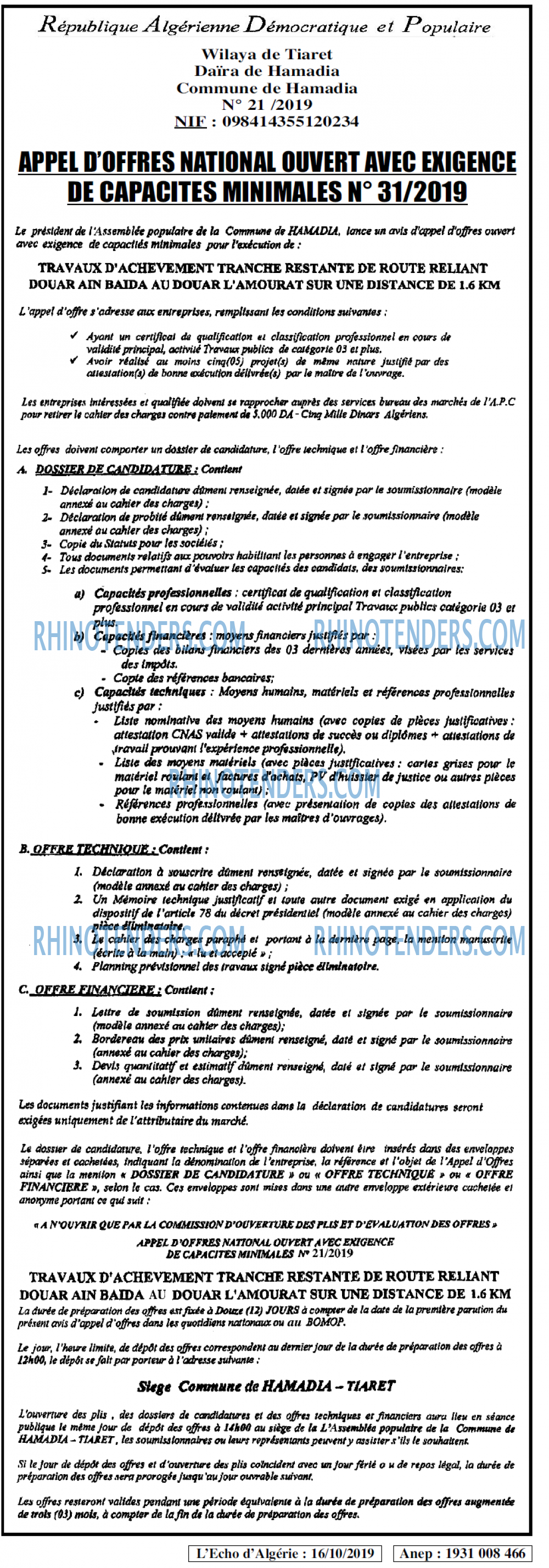 L'ECHO D'ALGERIE