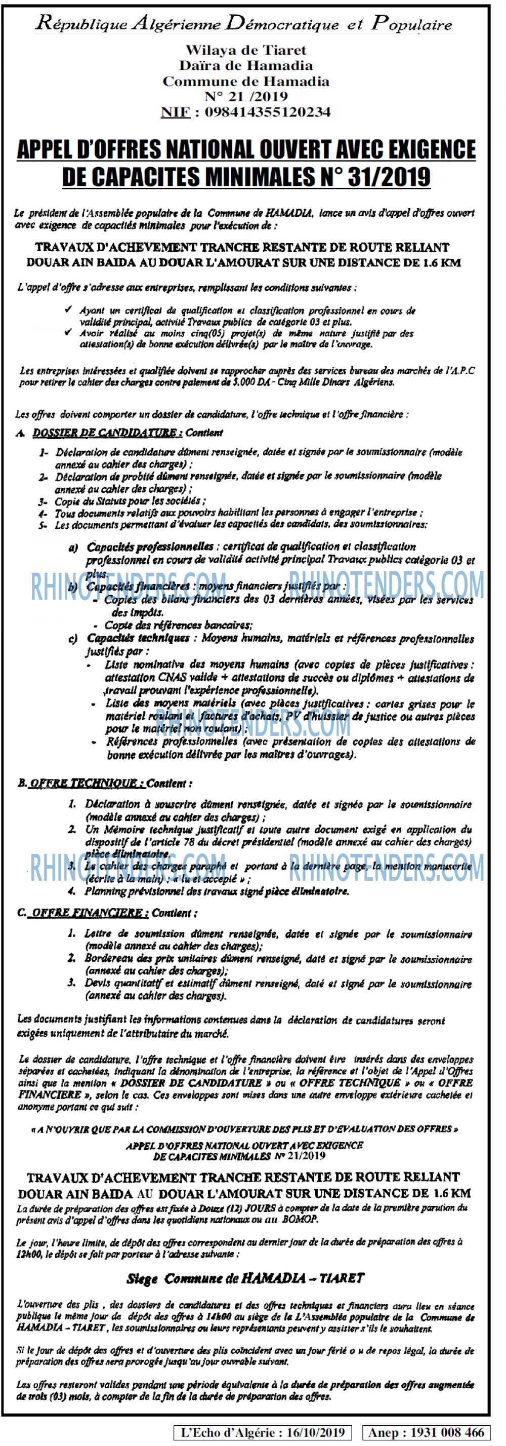 L'ECHO D'ALGERIE