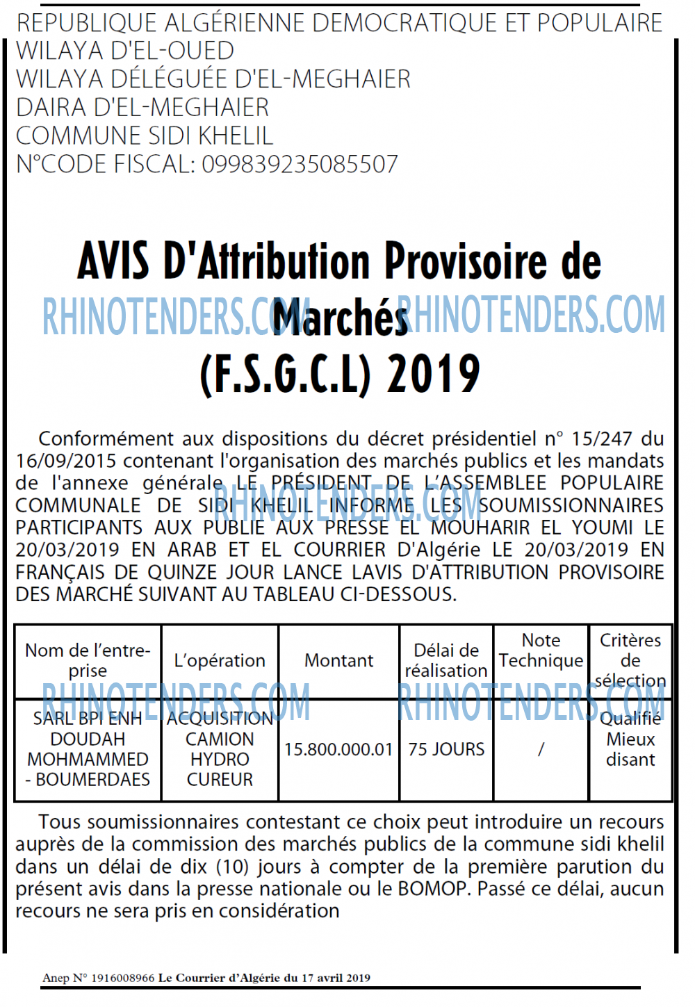 Le Courrier d'Algerie
