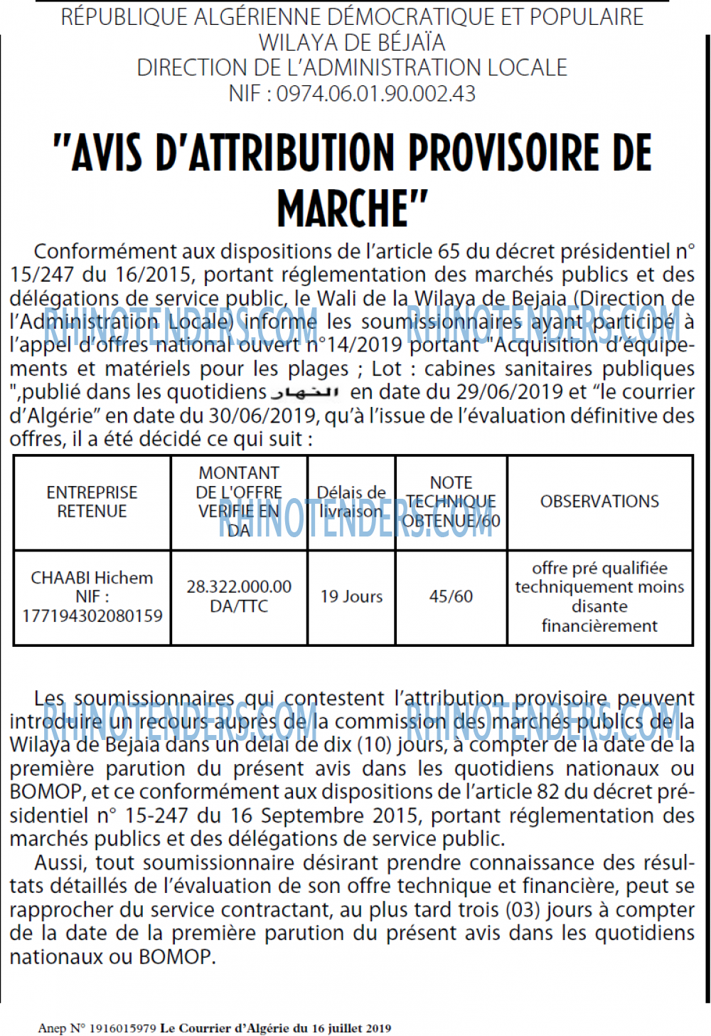 Le Courrier d'Algerie
