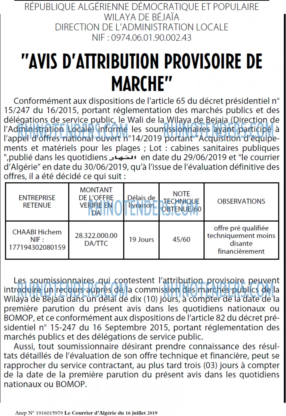 Le Courrier d'Algerie