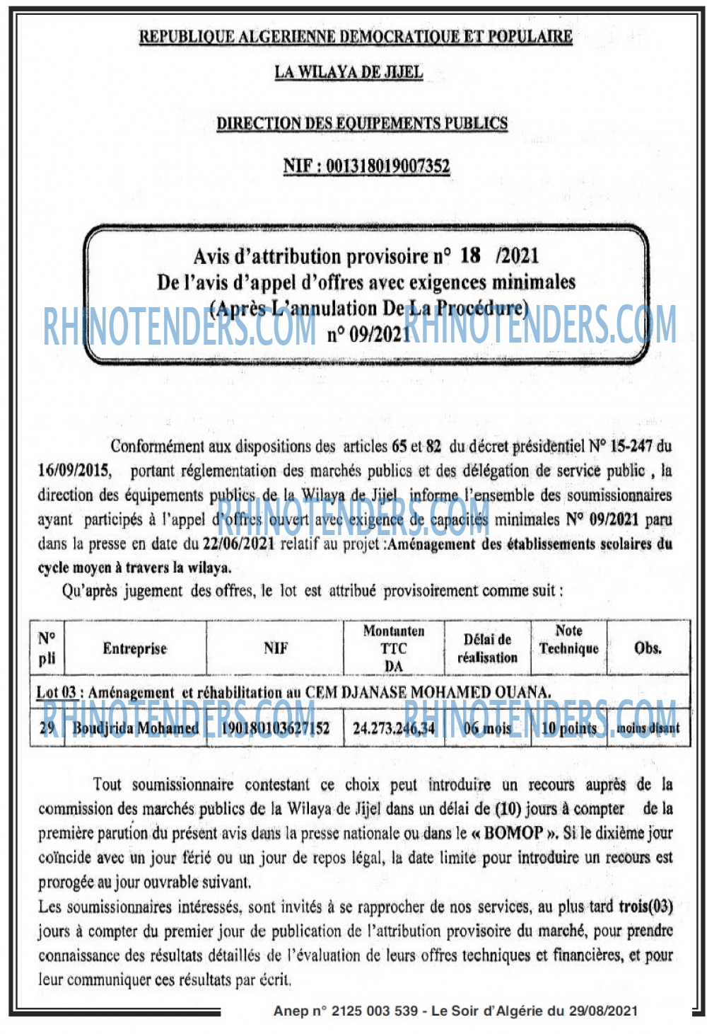 LE SOIR D'ALGERIE