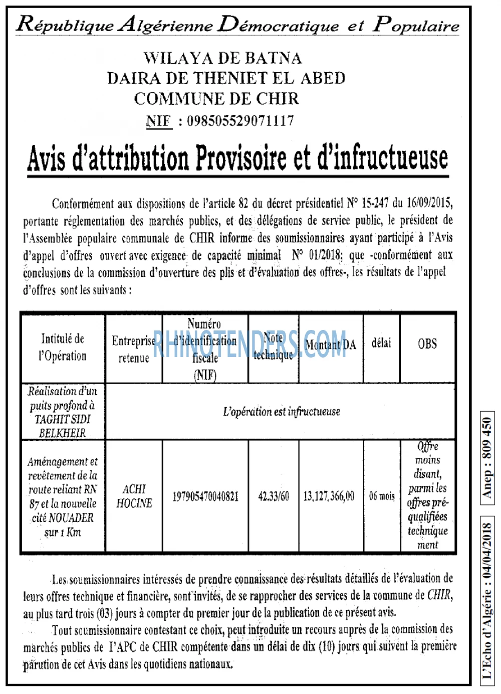 L'ECHO D'ALGERIE
