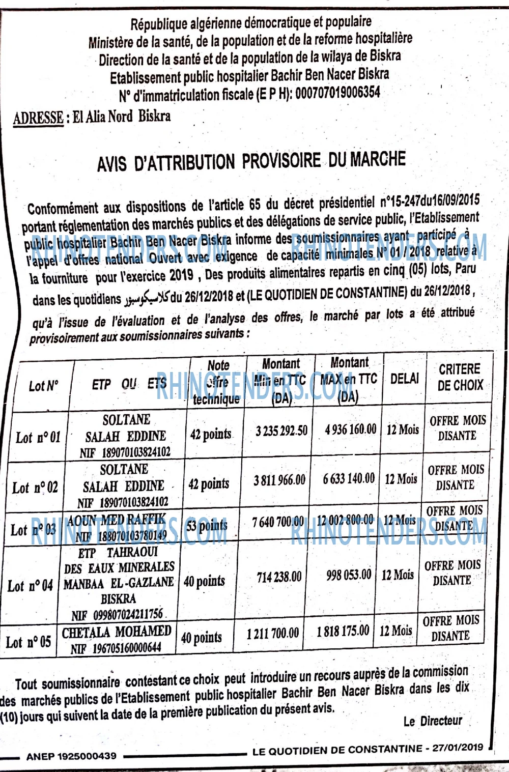 LE QUOTIDIEN DE CONSTANTINE