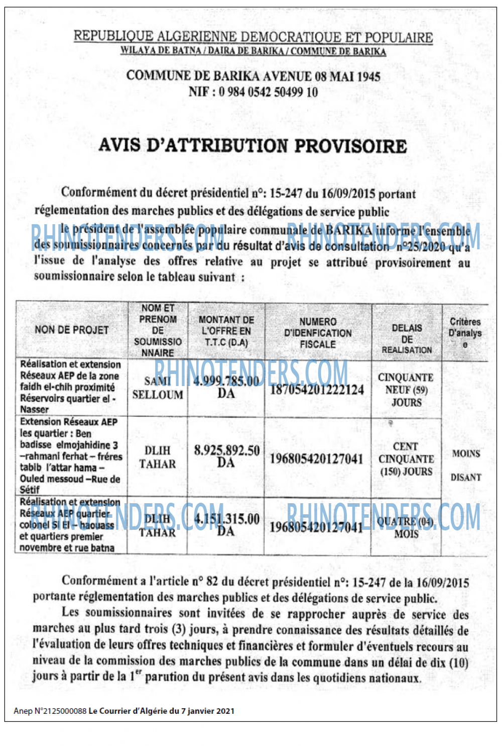 Le Courrier d'Algerie