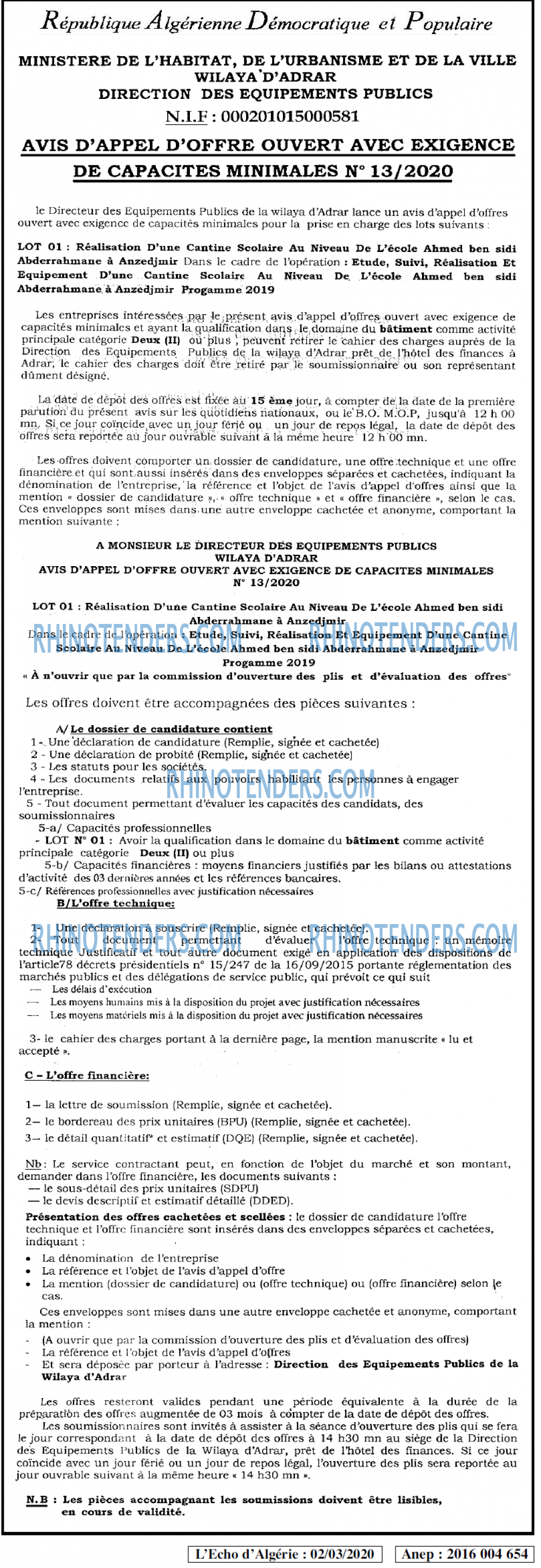 L'ECHO D'ALGERIE