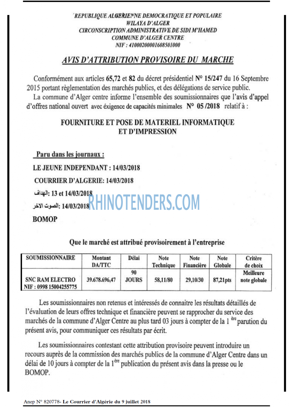 Le Courrier d'Algerie