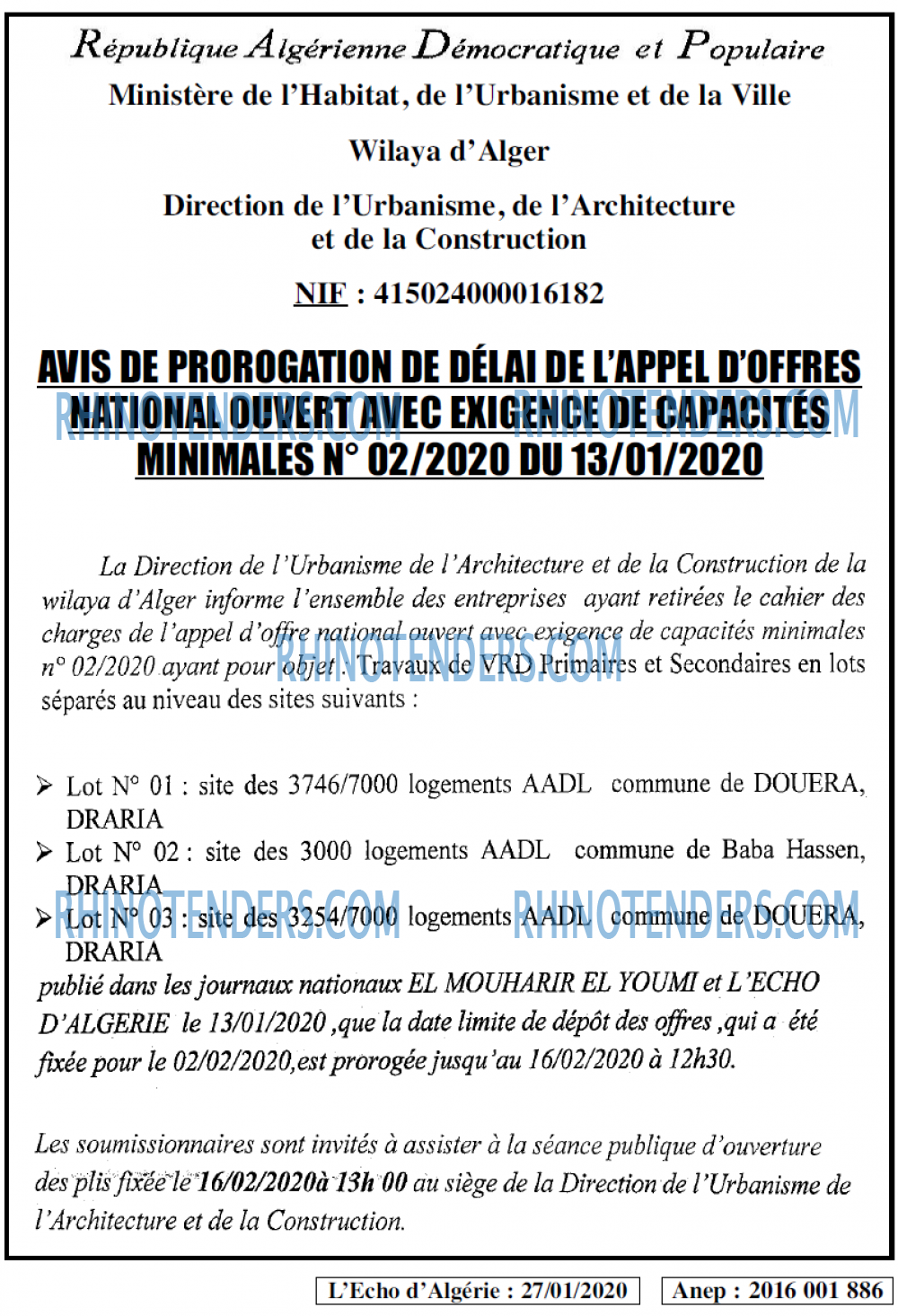 L'ECHO D'ALGERIE