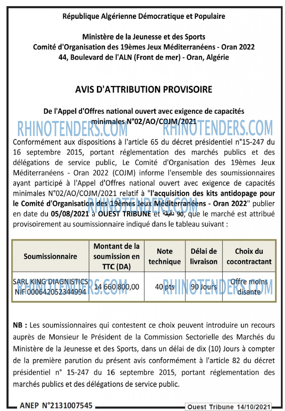 ouest TRIBUNE